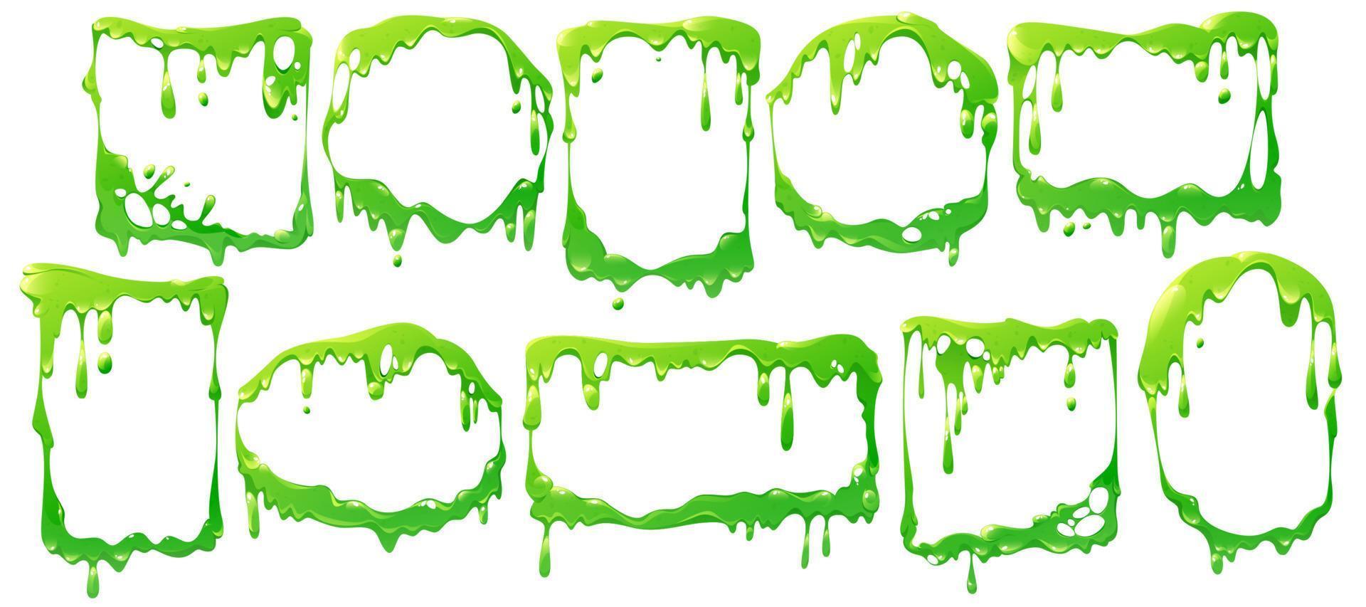 Frames of liquid green slime, poison goo vector