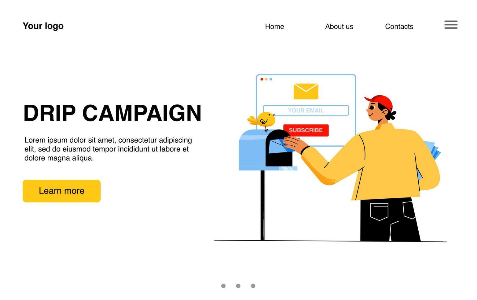 Drip campaign banner. Concept of email marketing vector