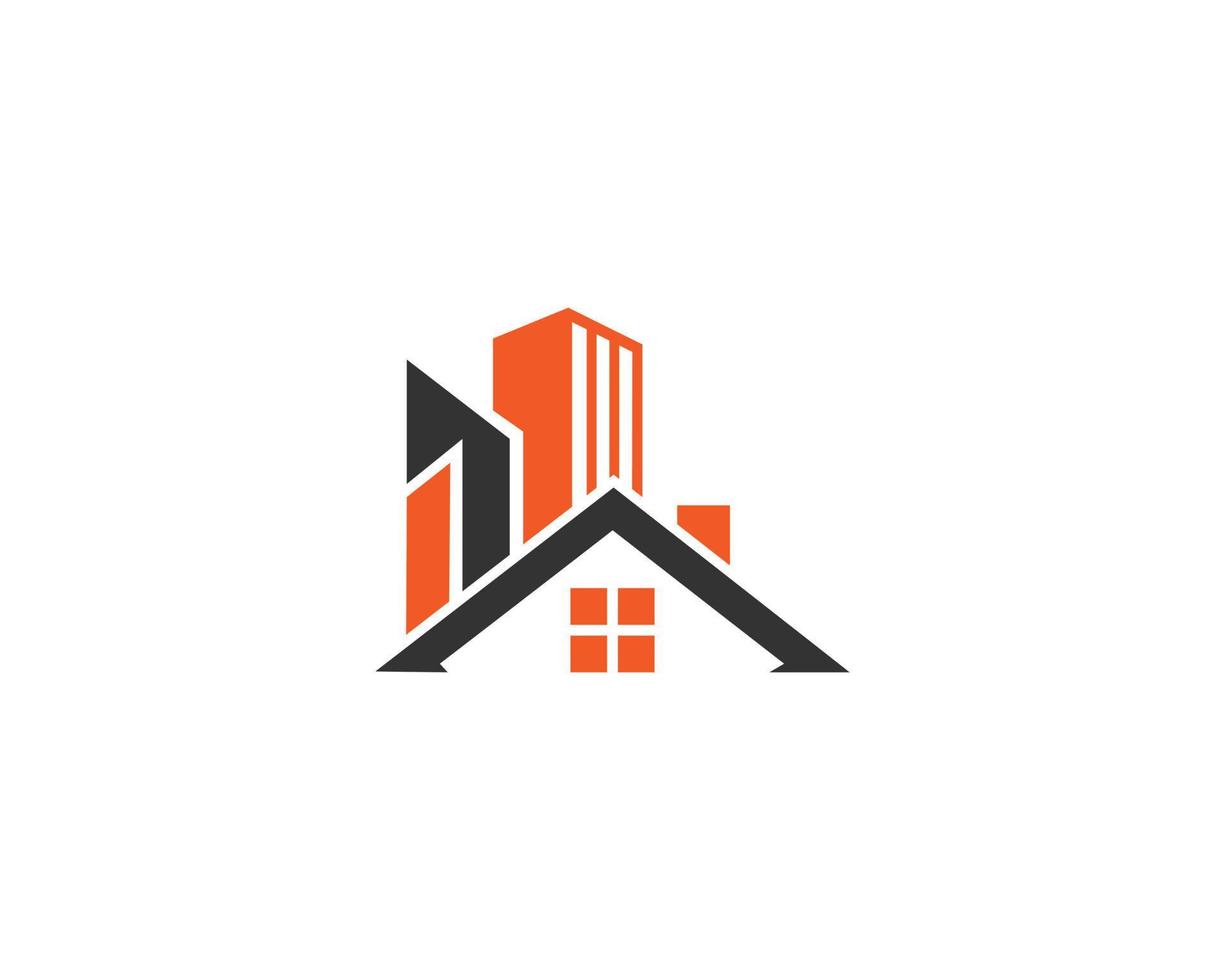 Ilustración de vector de concepto de diseño de logotipo de propiedad inmobiliaria y edificio de bienes raíces.