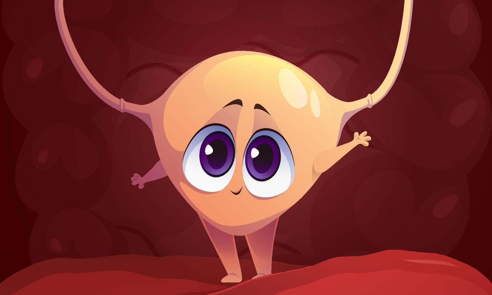 Human bladder cartoon character, internal organ vector