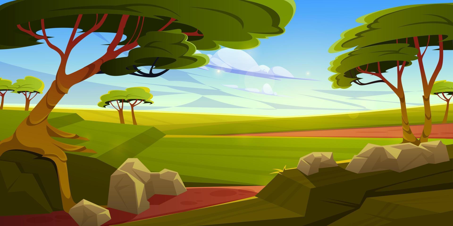 African savannah landscape, wild nature of Africa vector