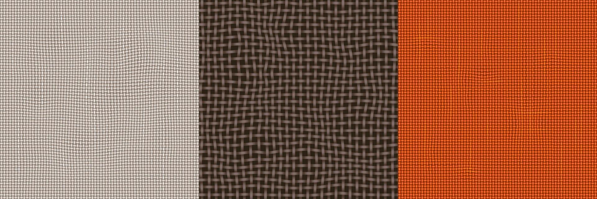 Jute fabric textures. Seamless patterns of burlap vector