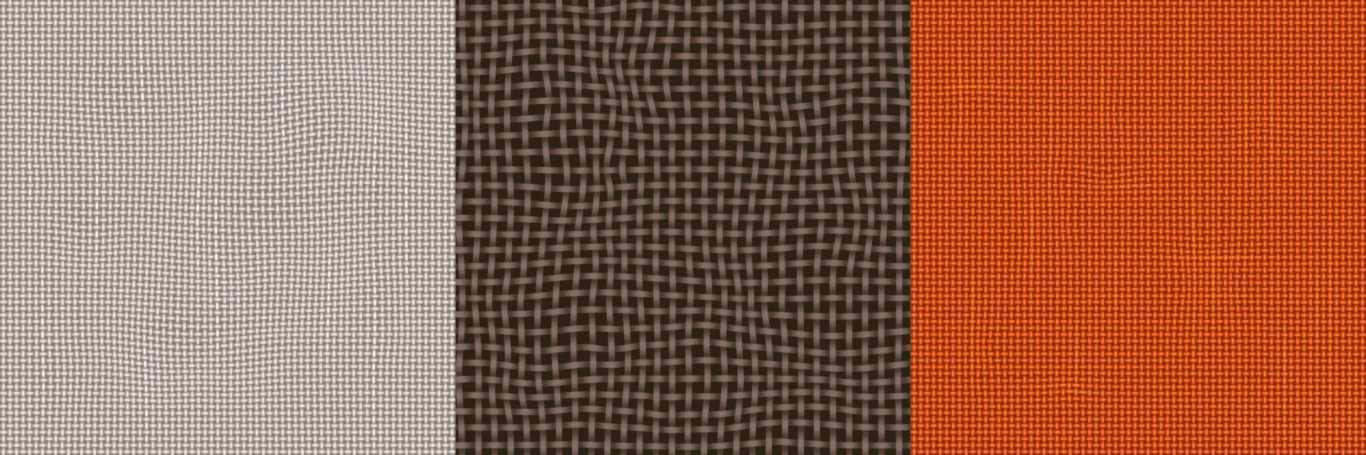 Jute fabric textures. Seamless patterns of burlap vector