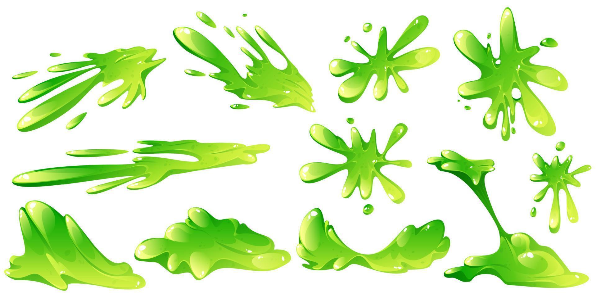 Green slime Liquid toxic ooze isolated vector set