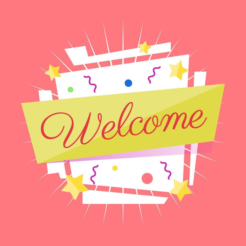 Colorful welcome composition, banner, template flat design. Celebration greeting template for holiday, invitation, banner, poster. vector