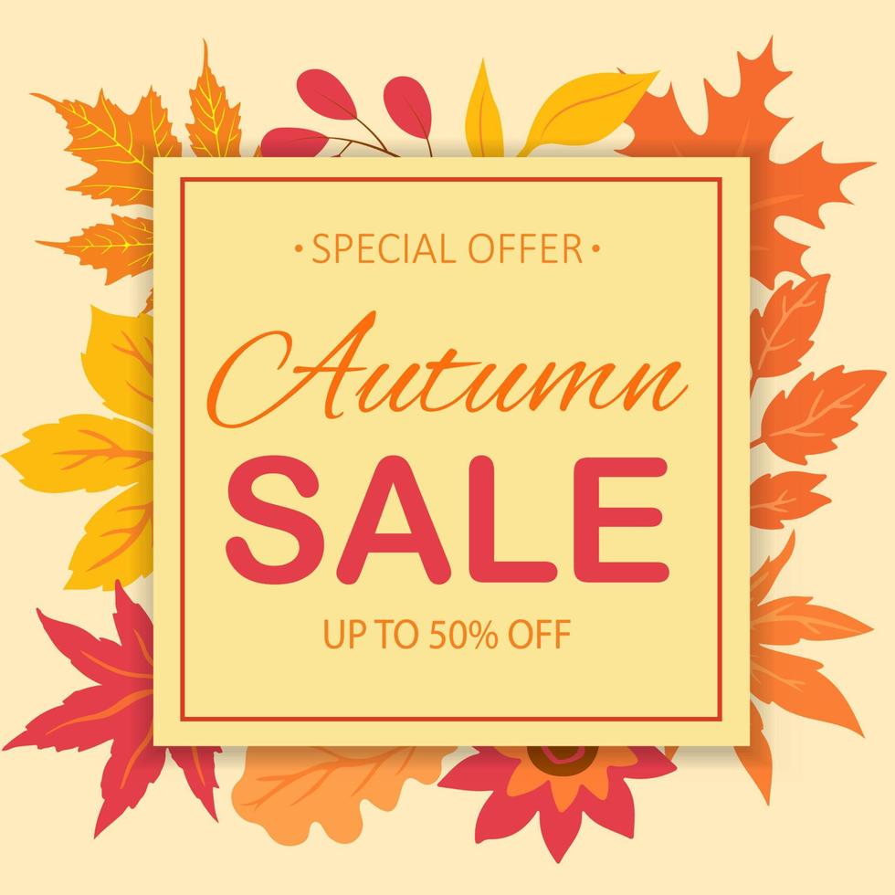 Autumn poster template. Autumn card, banner, frame, background, template. Autumn sale concept. vector