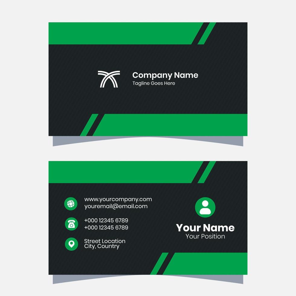 Vector Graphics of a Business Card Design, with Modern Green and Black Color Scheme. Suitable for you to use