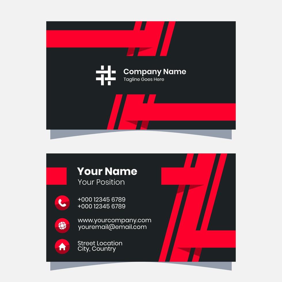 Vector graphics of a business card, with a modern red and black color scheme. Perfect for you to use
