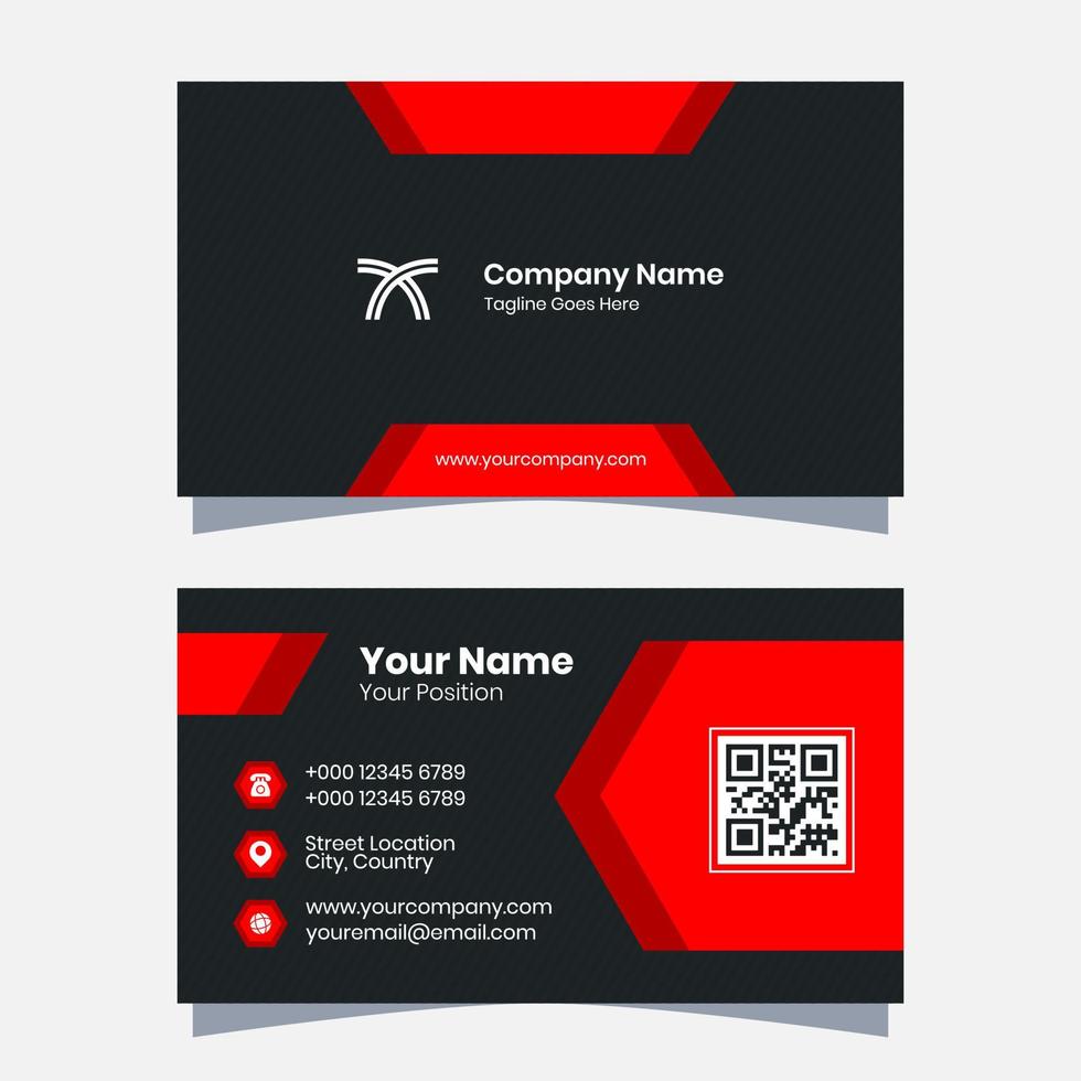 Vector graphics of a business card, with a modern red and black color scheme. Perfect for you to use