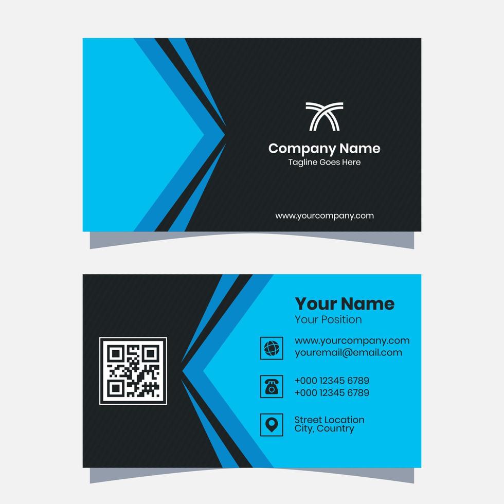 Vector graphics of a business card, with a modern blue and black color scheme. Perfect for you to use