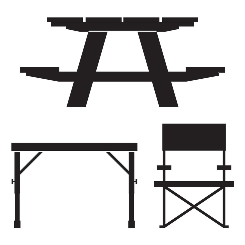 iconos de mesa de camping y picnic vector