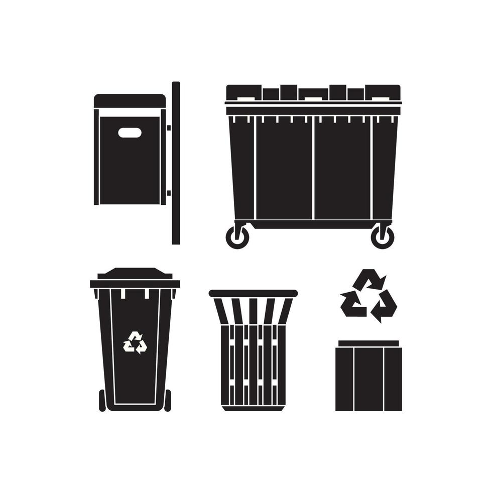 Garbage Bins and Trashcans Icons vector