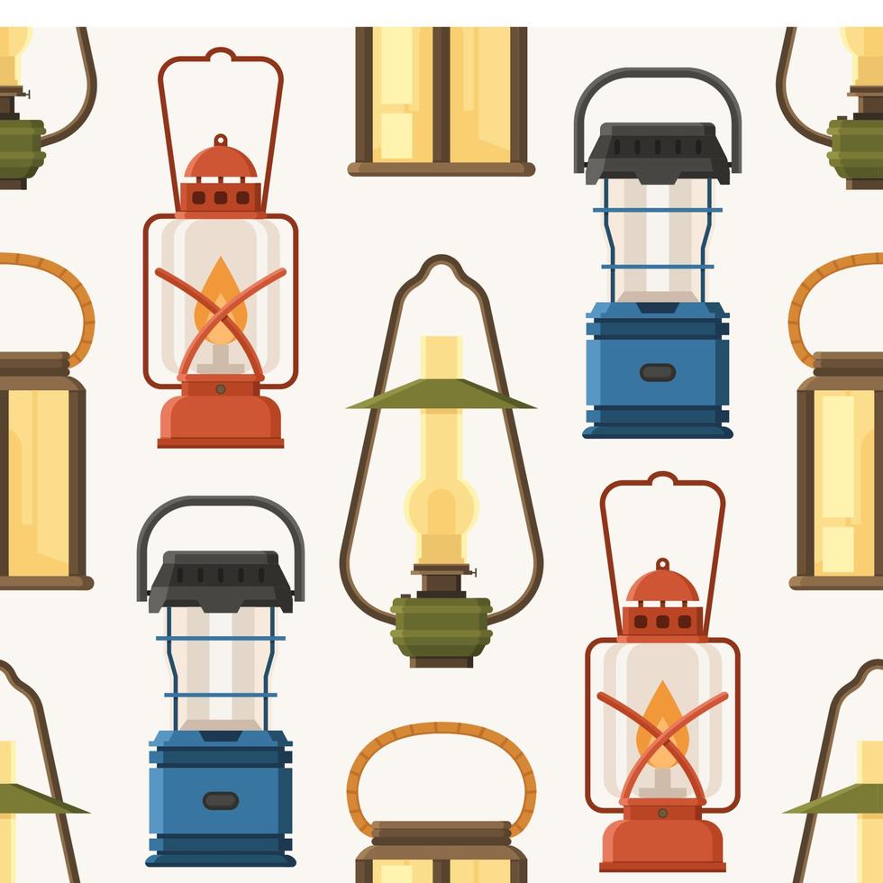 Retro Lantern or Gas Lamp Pattern vector