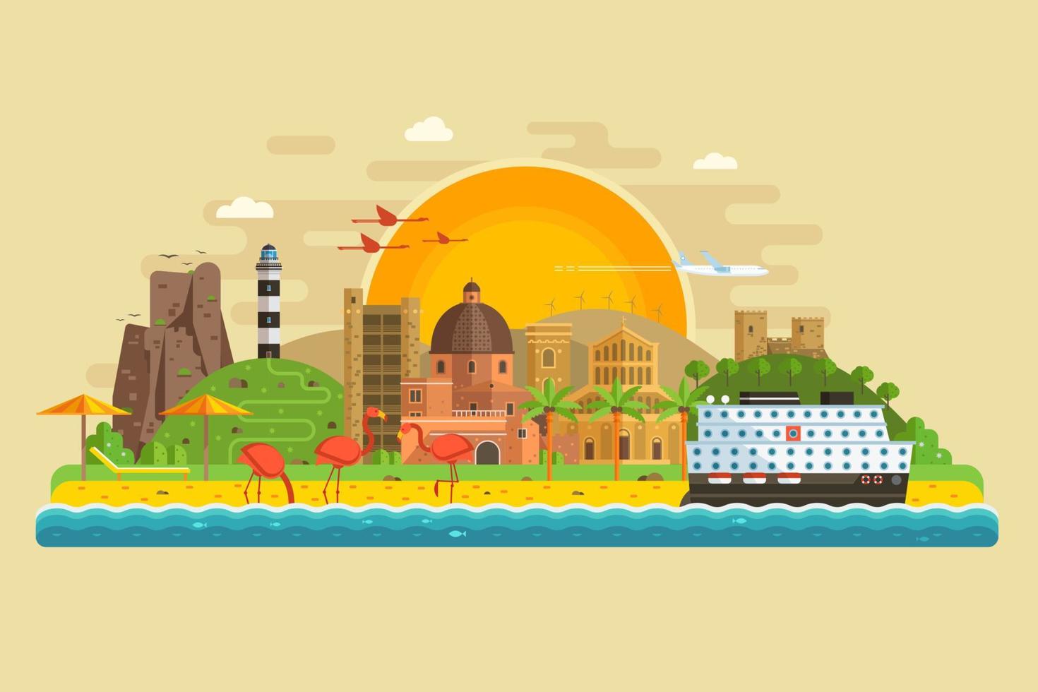 Summer Travel Island Landscape vector