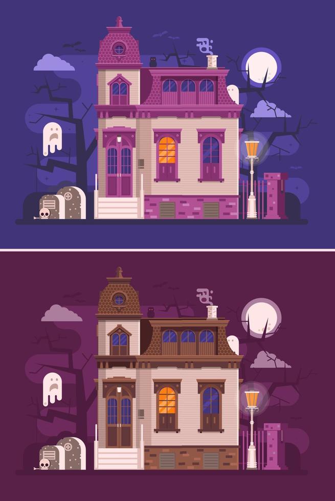 Old Haunted Mansion or Ghost House Scene vector