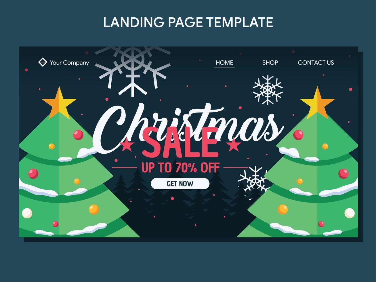 flat christmas landing page banner template vector