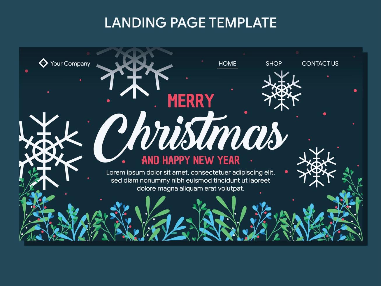 flat christmas landing page banner template vector