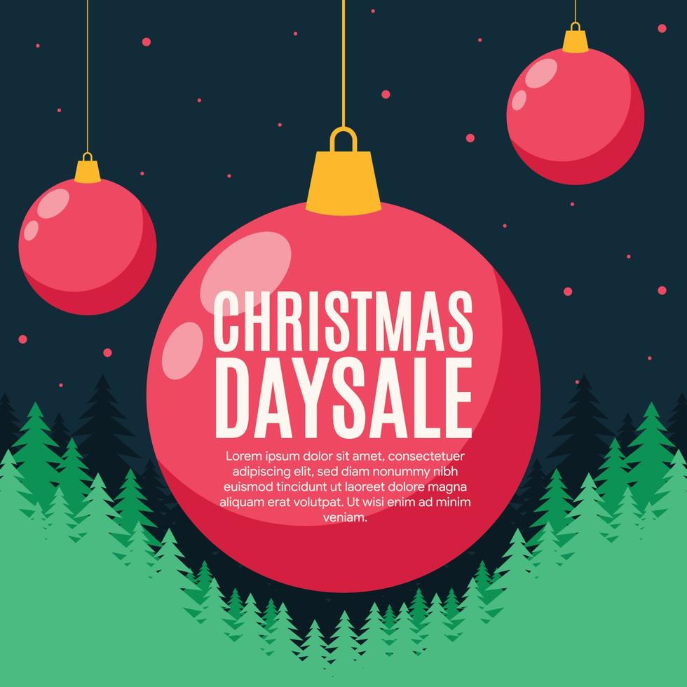 flat christmas sale social media template vector