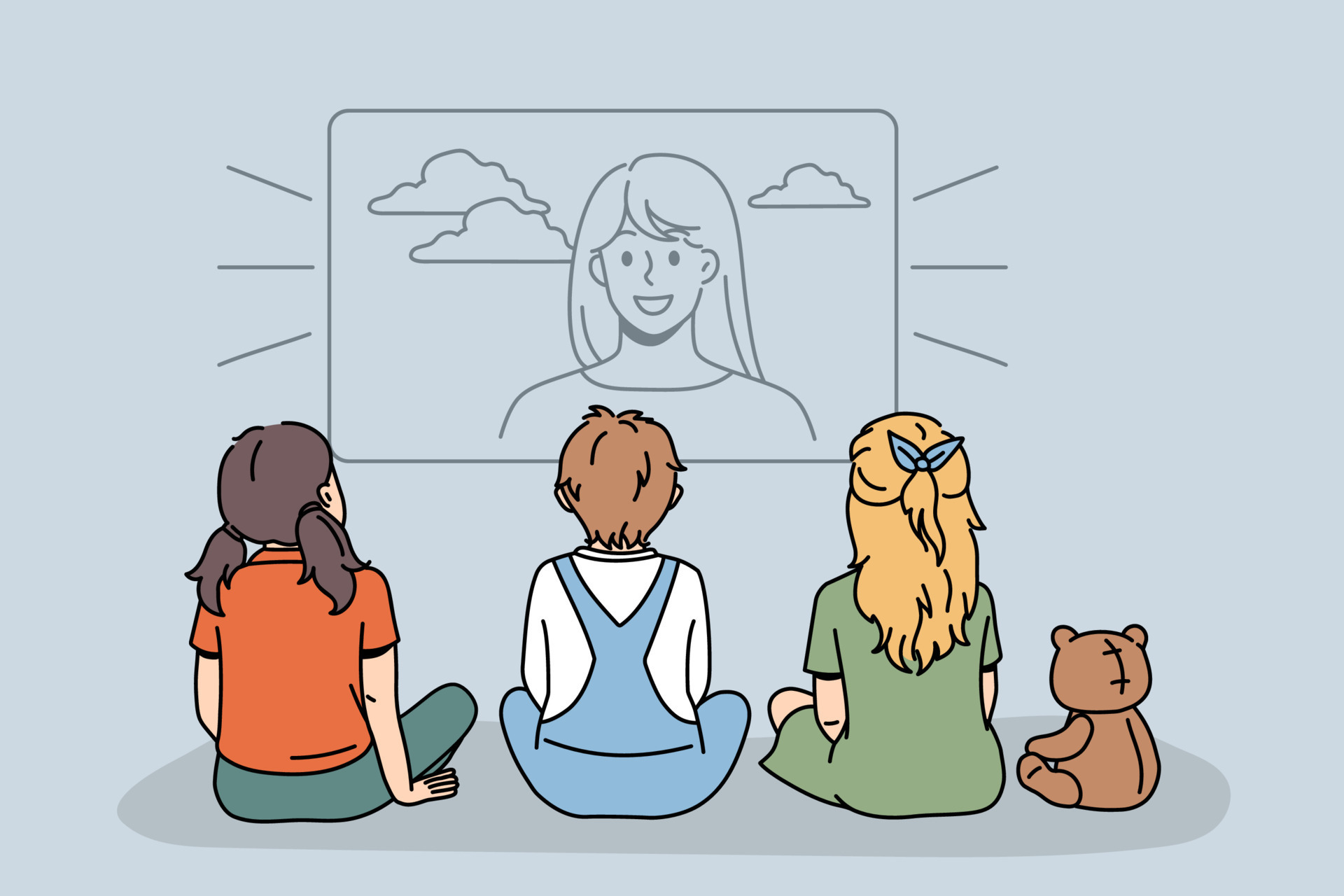 Diverse children sit in front of TV watch movie or cartoon at home together. Small kids enjoy television film or program on weekend. Entertainment, childhood concept. Flat vector illustration. 13700106 Vector Art Diverse children sit in front of TV watch movie or cartoon at home together. Small kids enjoy television film or program on weekend. Entertainment, childhood concept. Flat vector illustration. 13700106 Vector Art