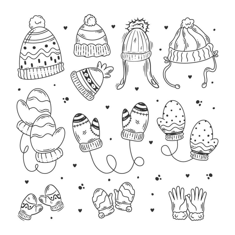 Hand and head warmers hand drawn doodles coloring vector