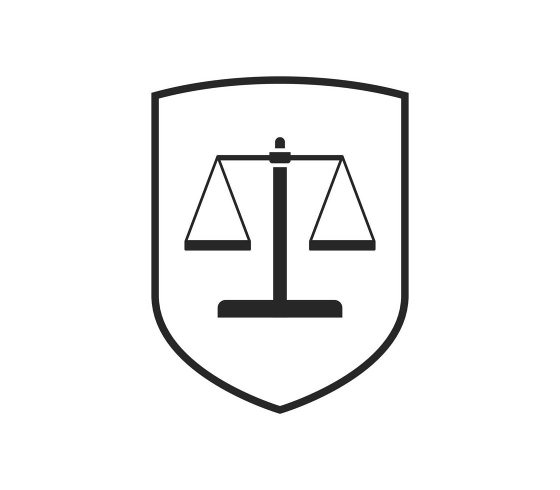Legal law protection symbol and justice badge concept flat vector
