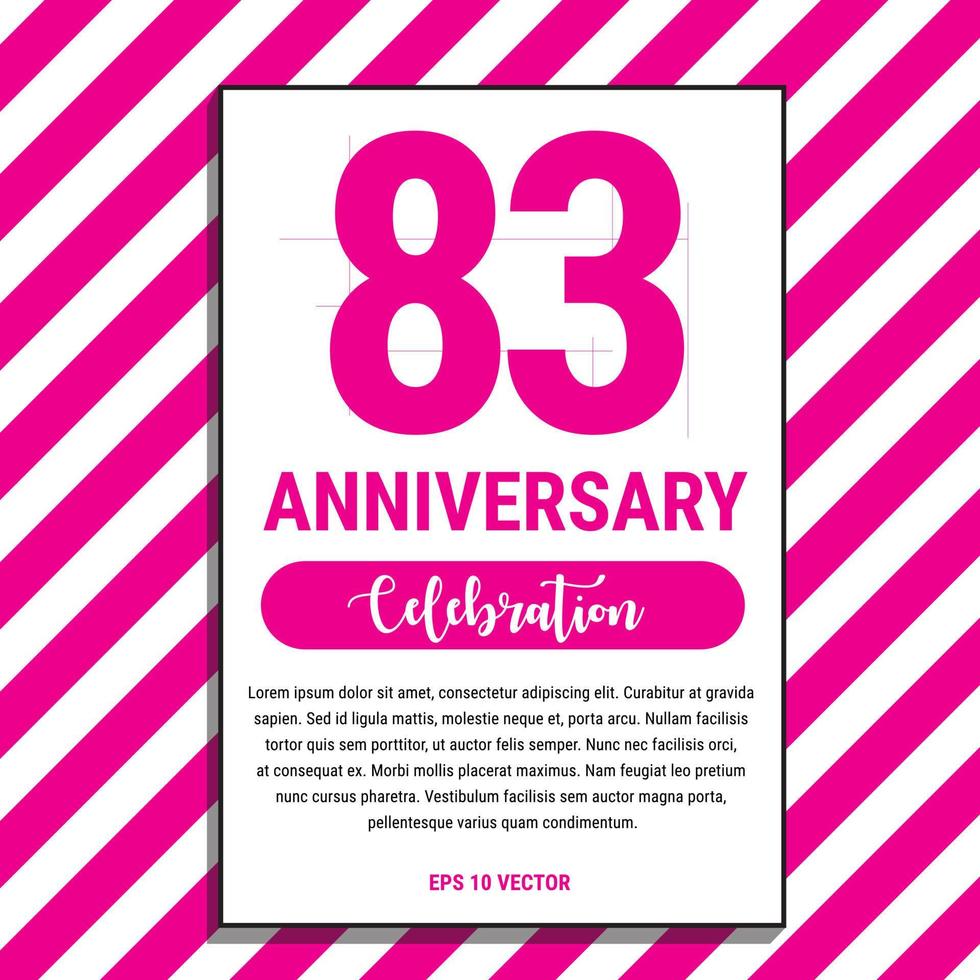 83 Year Anniversary Celebration Design, on Pink Stripe Background Vector Illustration. Eps10 Vector