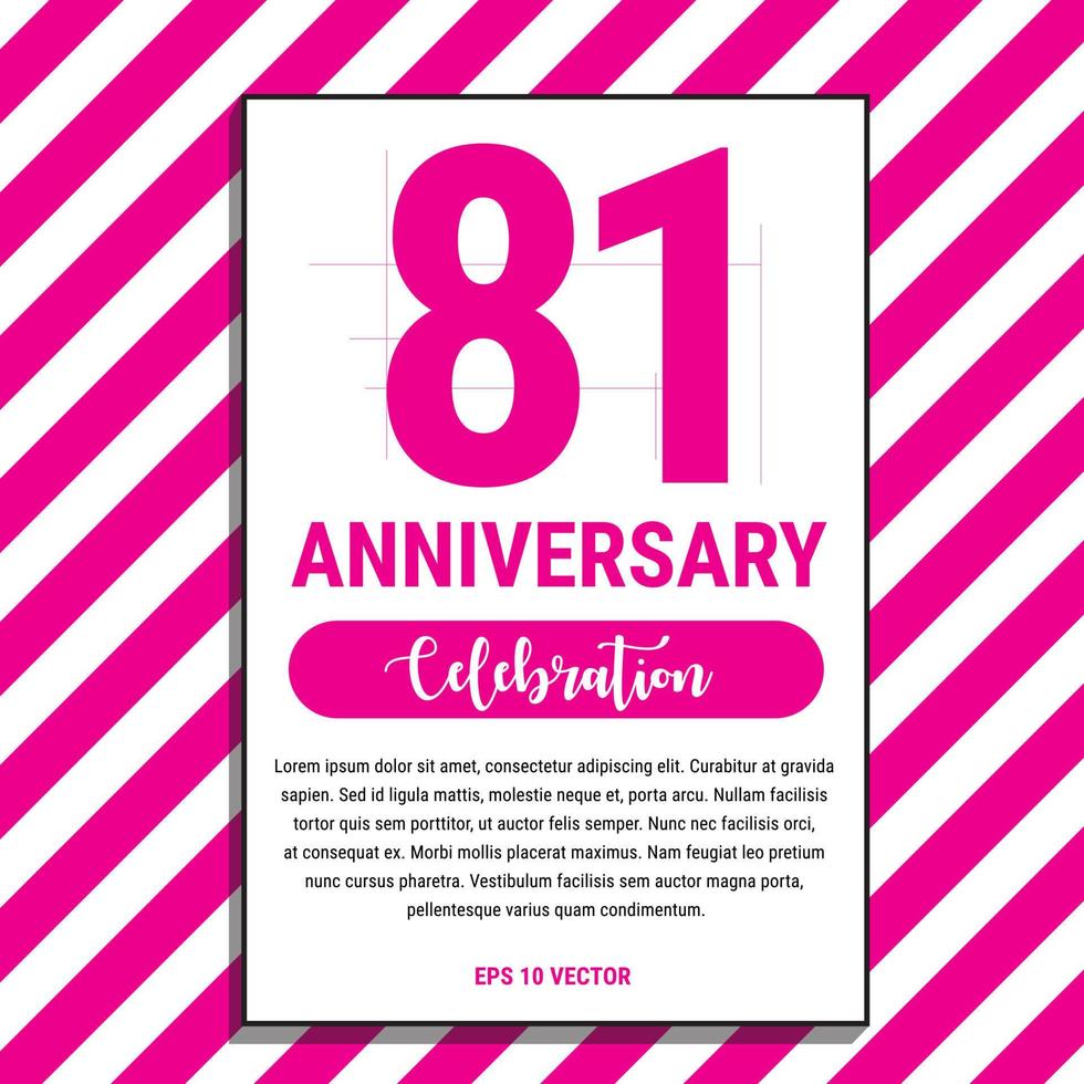 81 Year Anniversary Celebration Design, on Pink Stripe Background Vector Illustration. Eps10 Vector