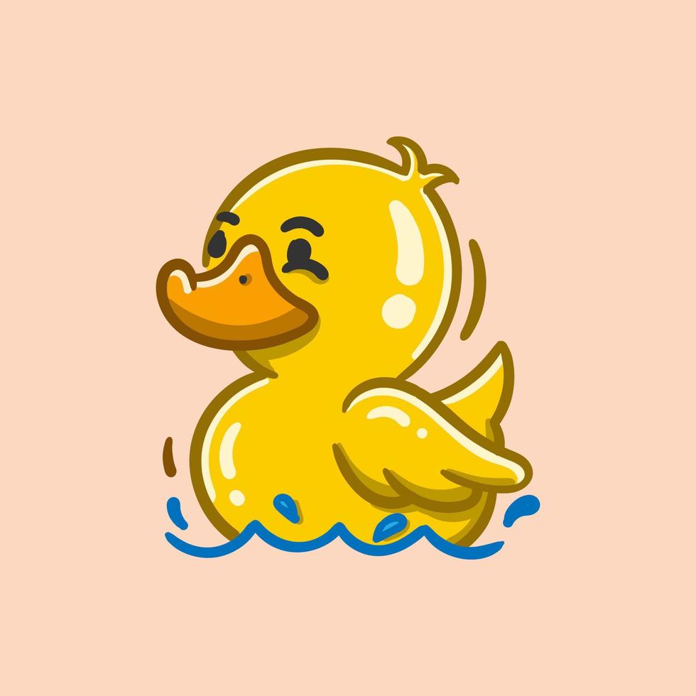 pato de dibujos animados lindo en la ilustración de vector de agua