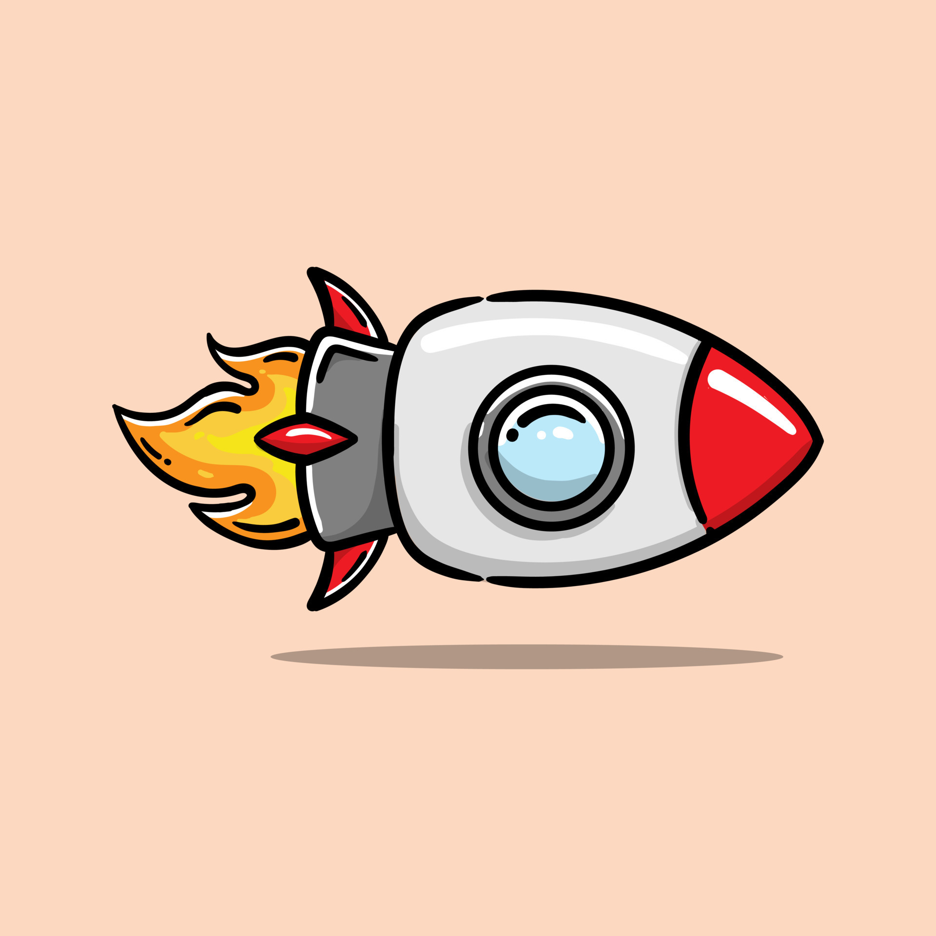 flat cartoon of rocket used for print app sticker etc 13700357
