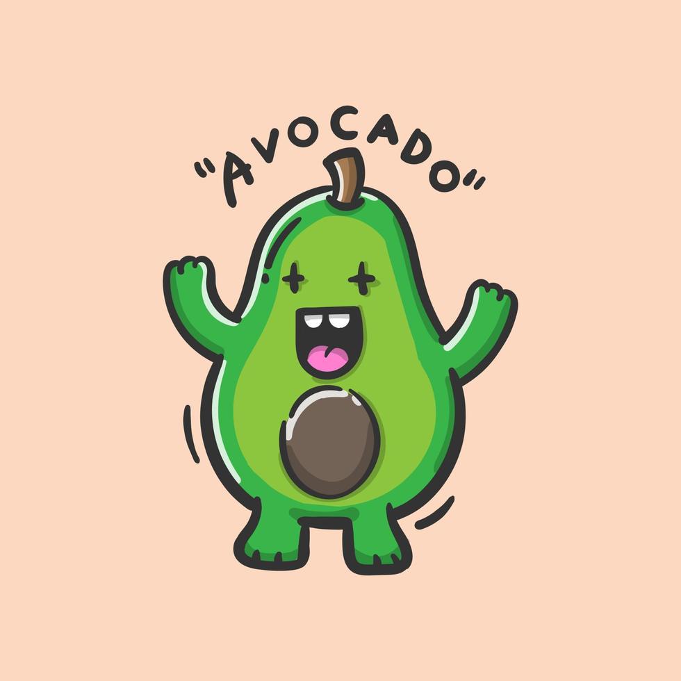 Ilustración de vector de aguacate de dibujos animados feliz