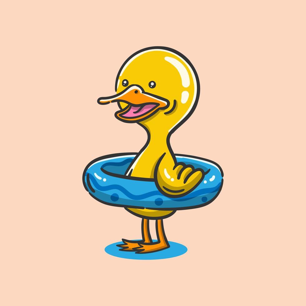 cute cartoon duck with swim float vector illustration 13700368 Vector Art  at Vecteezy