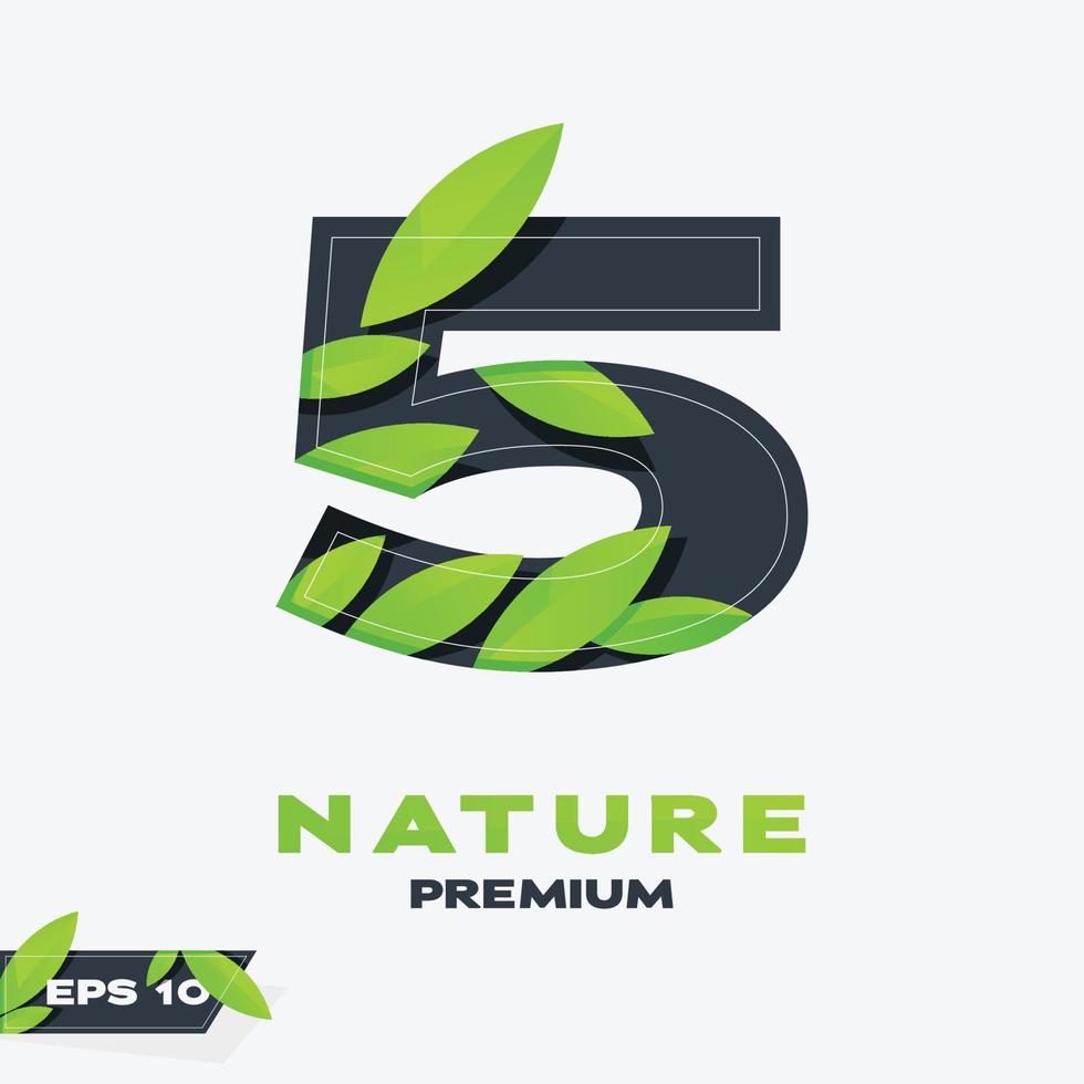 Numeric 5 Nature Leaves Logo vector