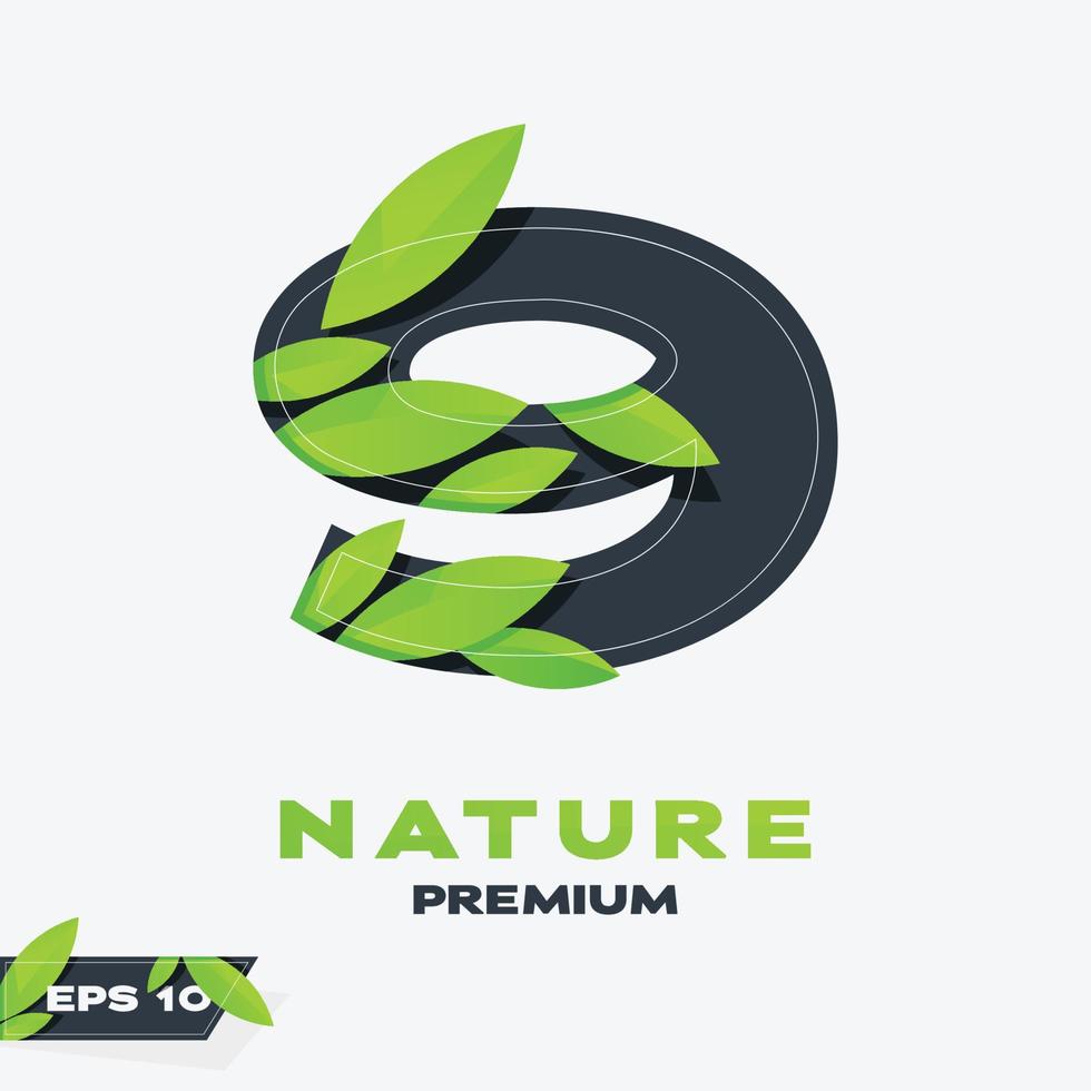 Numeric 9 Nature Leaves Logo vector