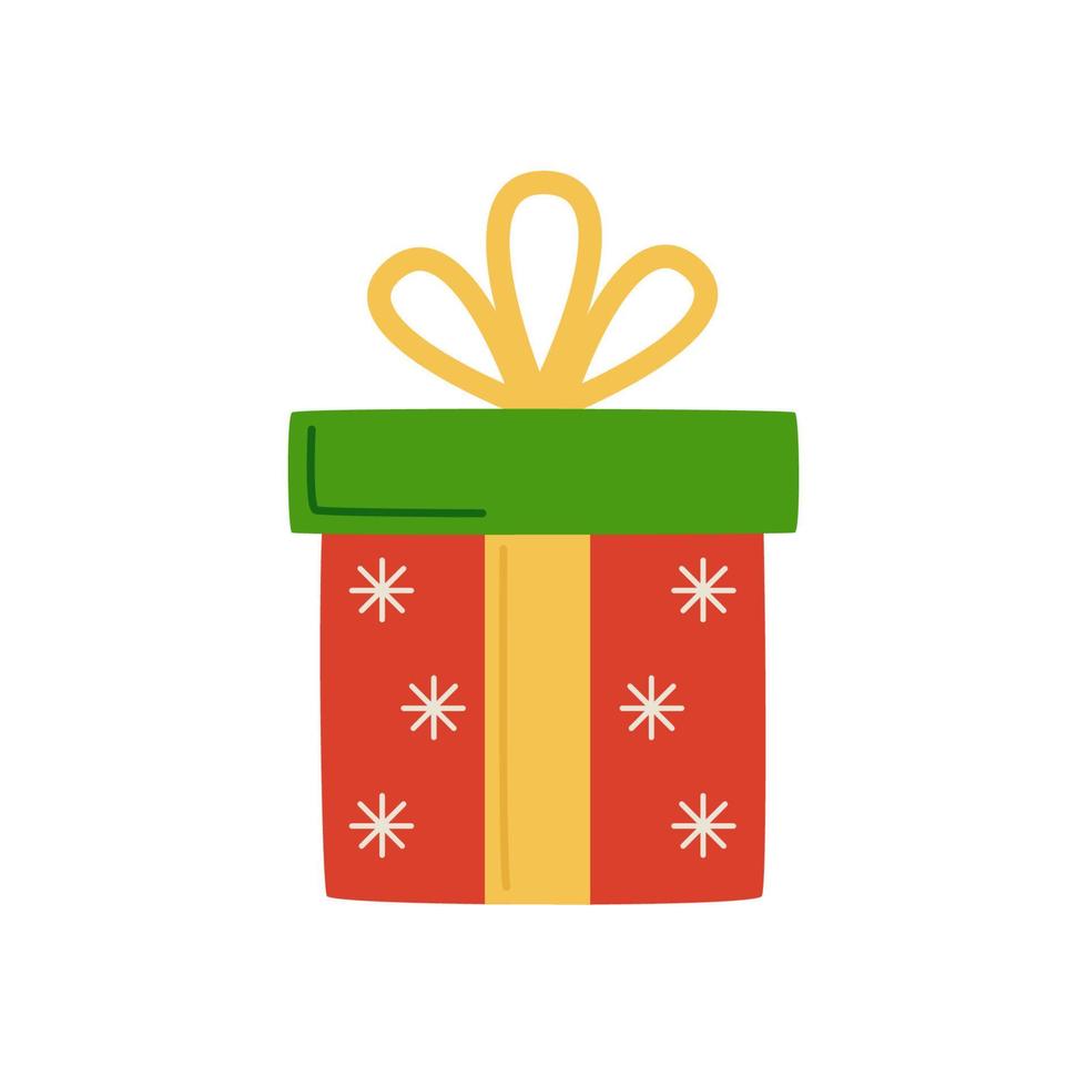 Vector illustration of cartoon Christmas present isolated on white background.