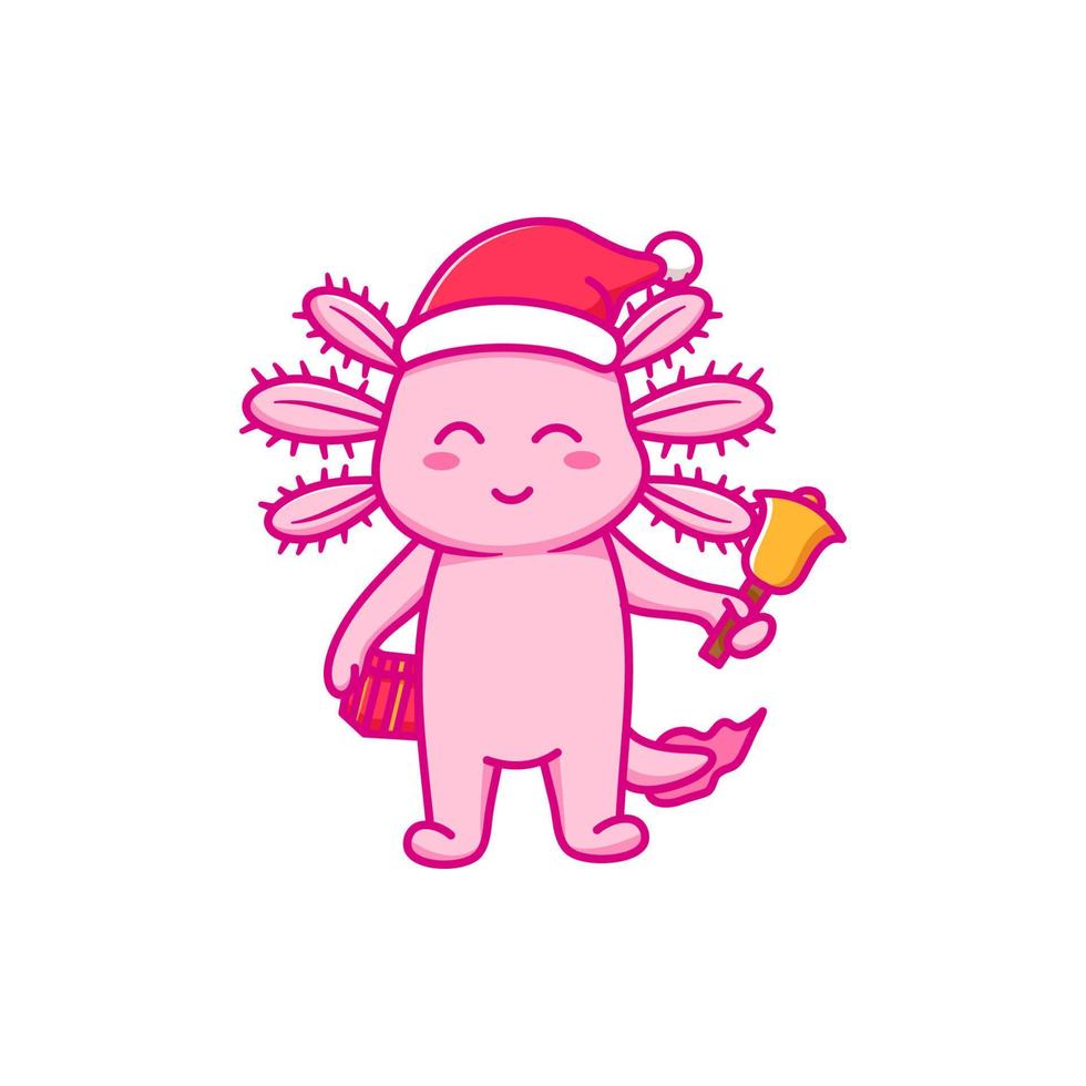 lindo diseño de axolotl celebrar la navidad vector