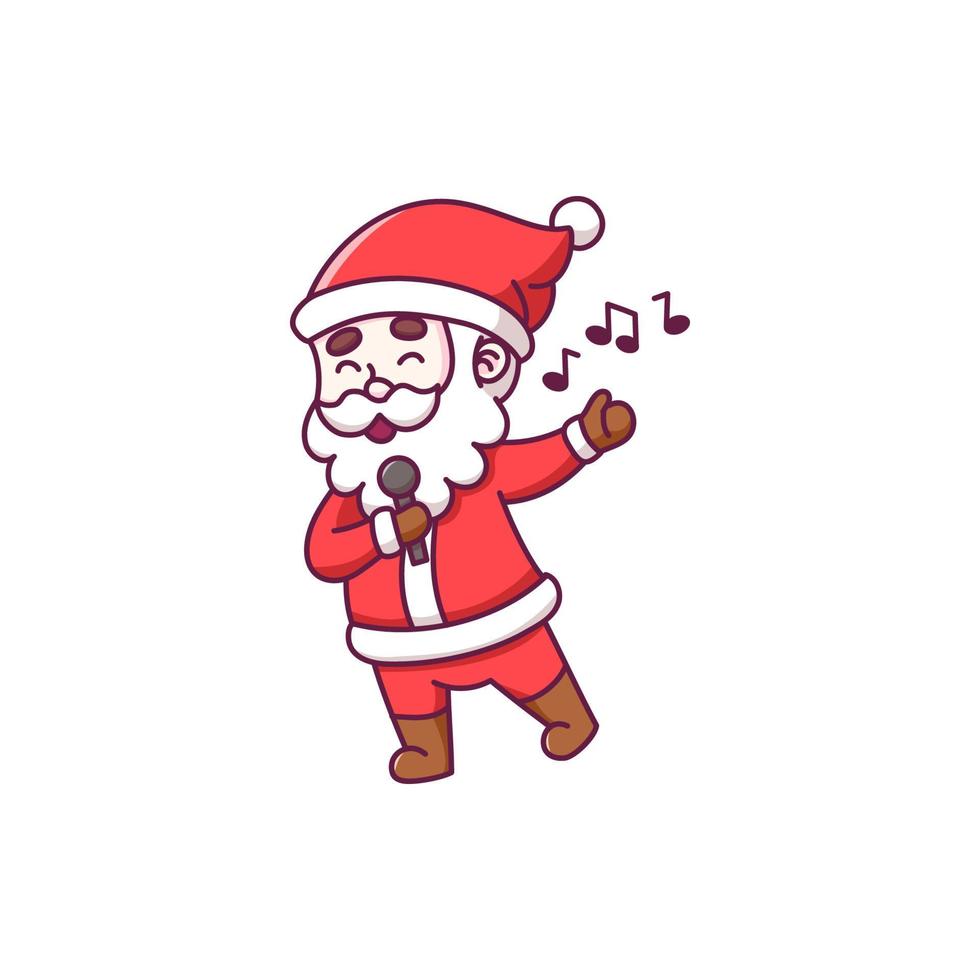 lindo personaje de dibujos animados de santa claus cantando vector