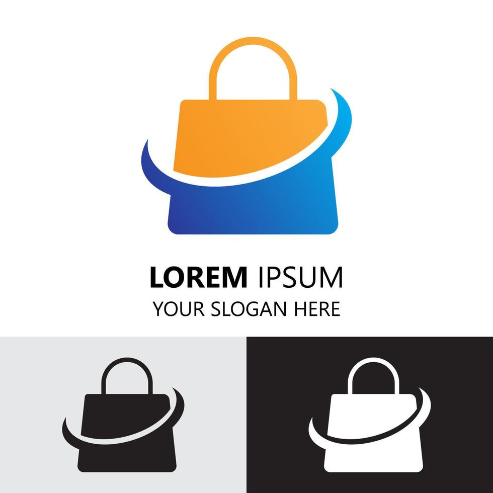 online shop logo design template. simple style logo. bag illustration vector
