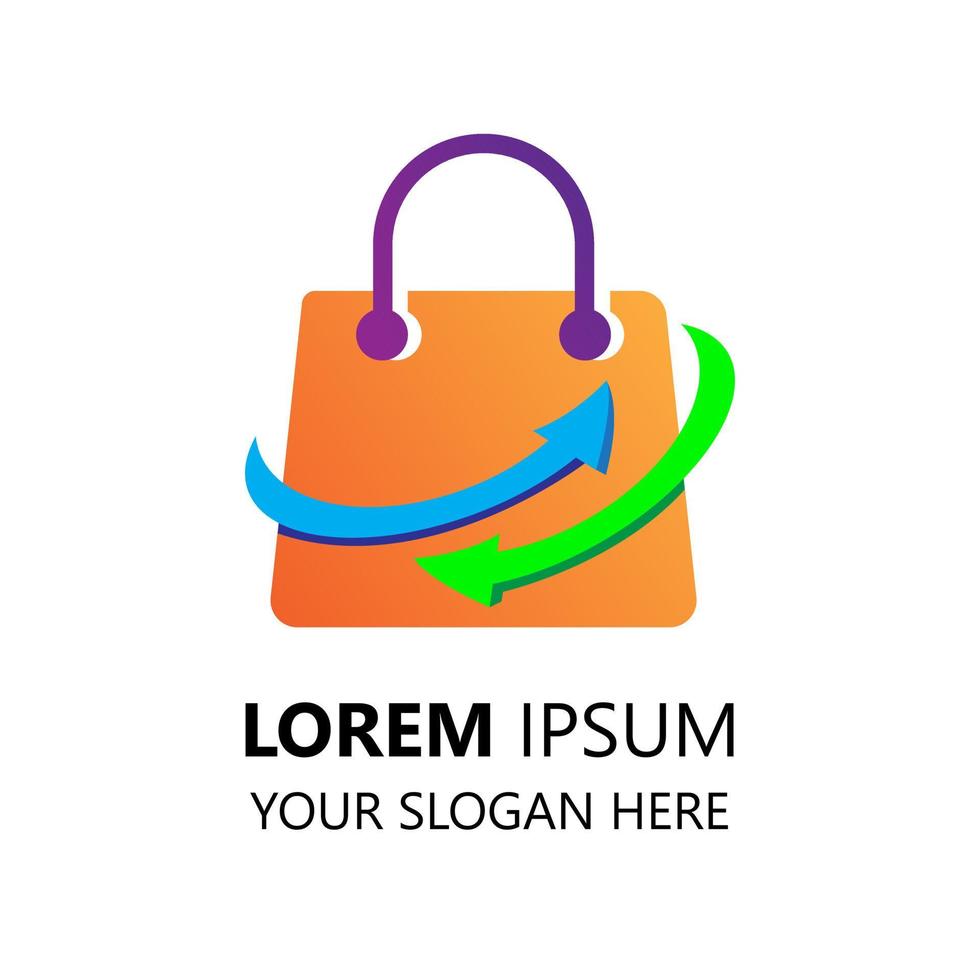 online shop logo design template. simple style logo. bag illustration vector