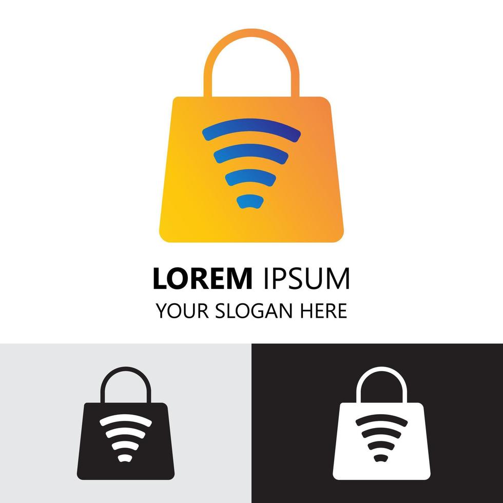 online shop logo design template. simple style logo. bag illustration vector