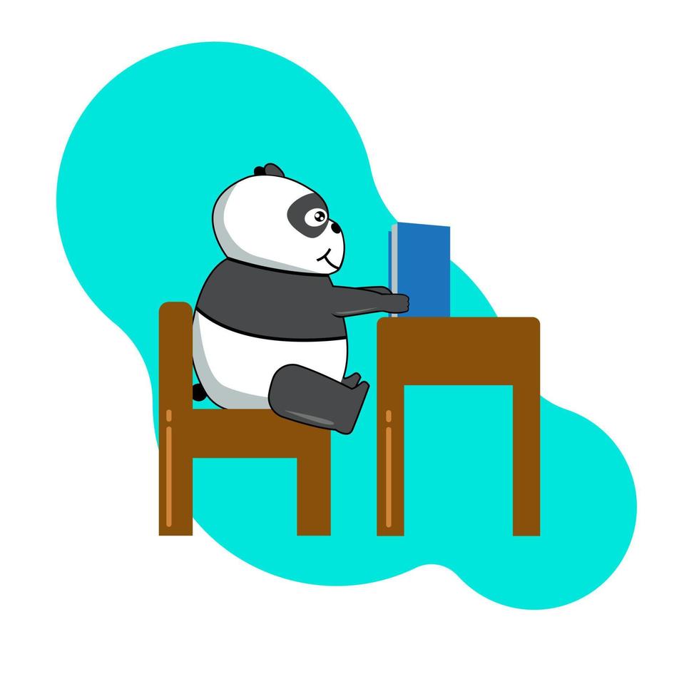 lindo panda de regreso a la escuela ilustración vectorial. personaje de dibujos animados de mascota panda. diseño de estilo de dibujos animados plana vector