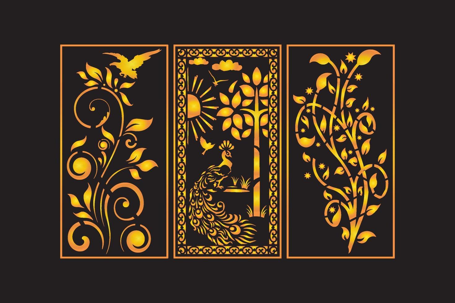 Islamic Decorative Laser Cut Panels Template with Abstract geometric Floral Laser vector