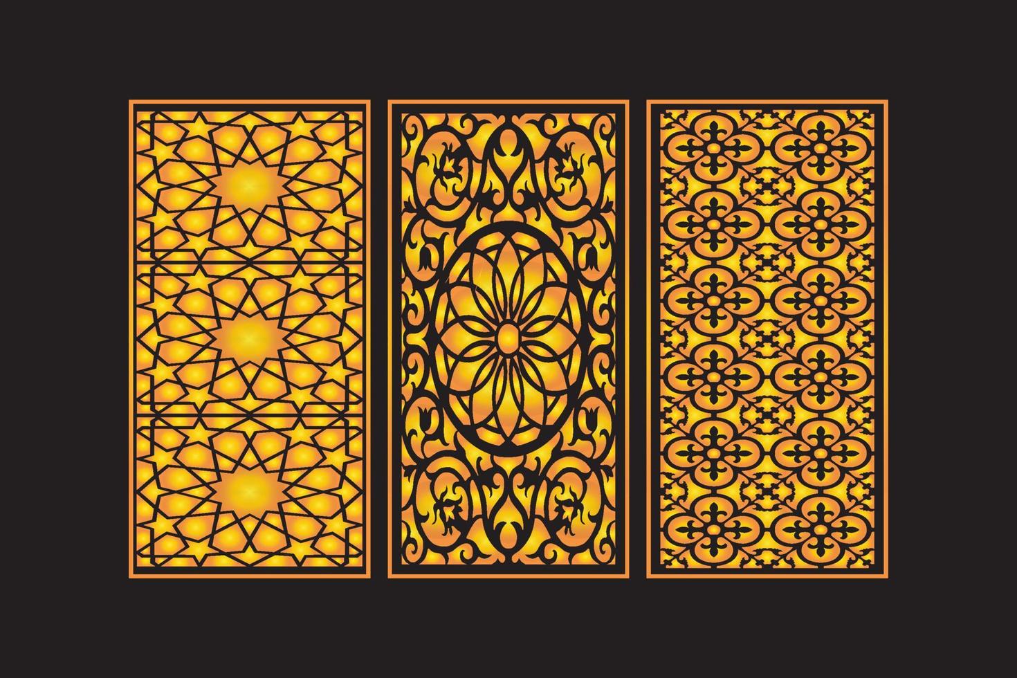 Islamic Decorative Laser Cut Panels Template with Abstract geometric Floral Laser vector