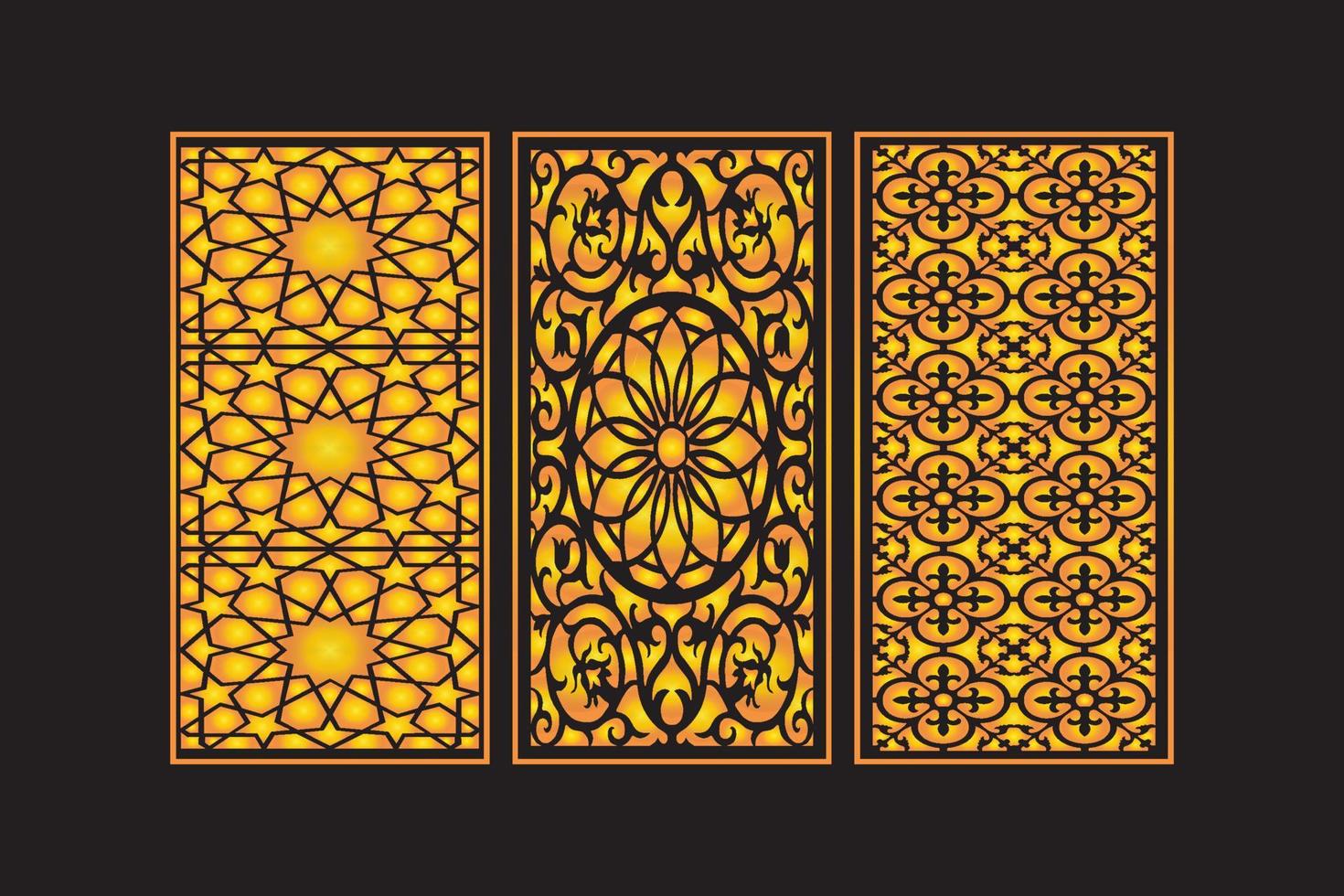 plantilla de paneles de corte láser decorativos islámicos con láser floral geométrico abstracto vector