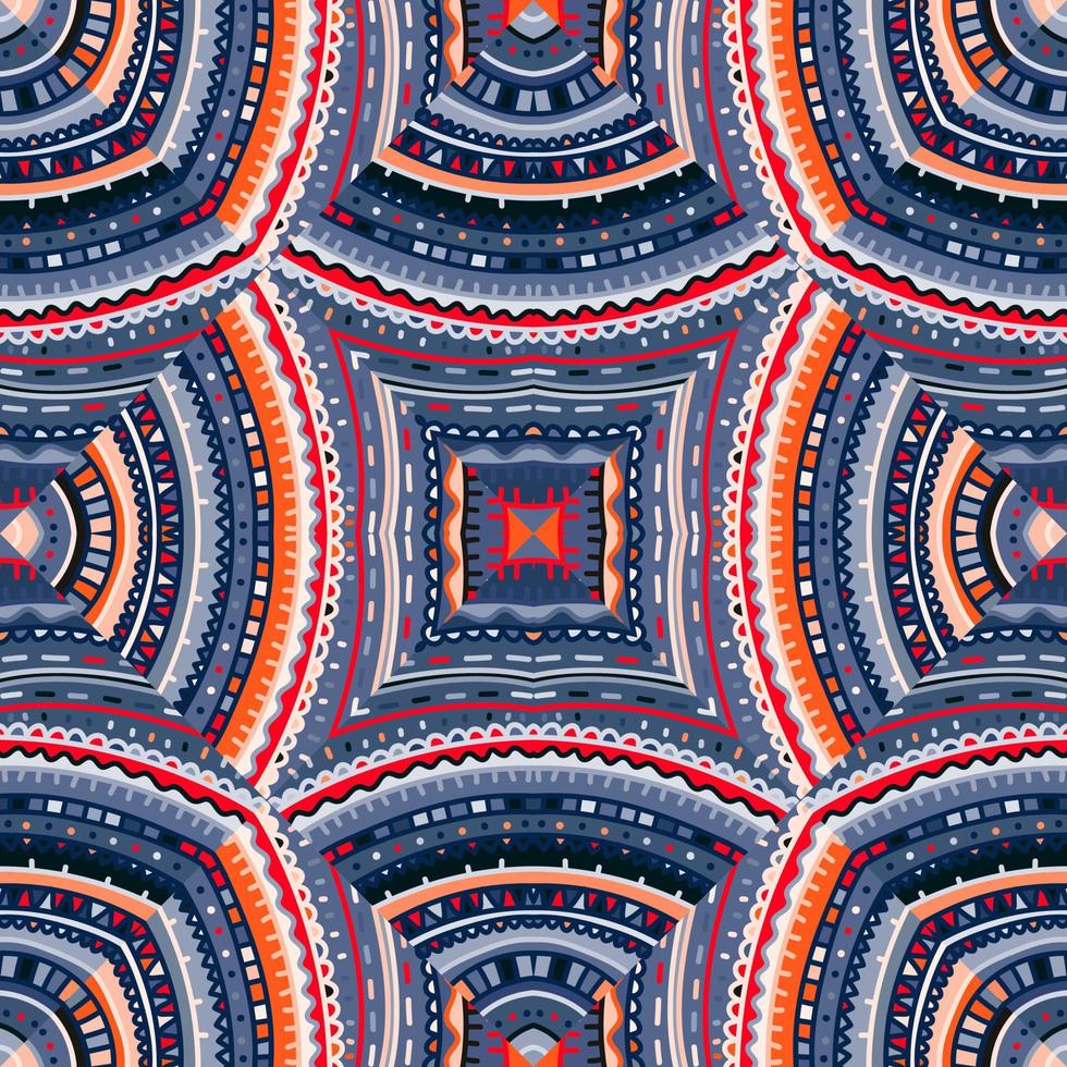 ornamento creativo dibujado a mano en estilo popular. líneas tribales mosaico de patrones sin fisuras. mosaico étnico geométrico abstracto. vector