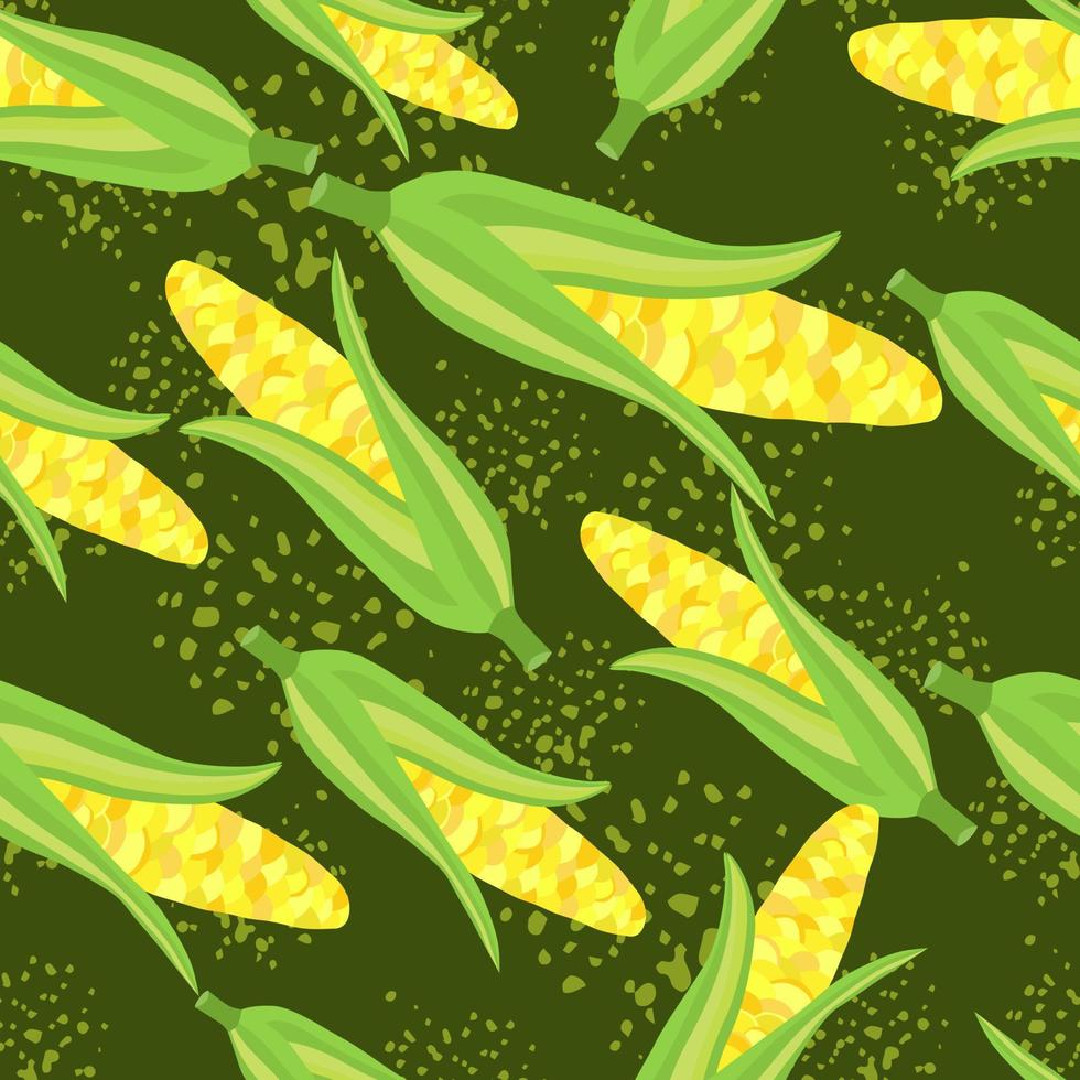 Corn plants seamless pattern. Corn cobs endless wallpaper. vector