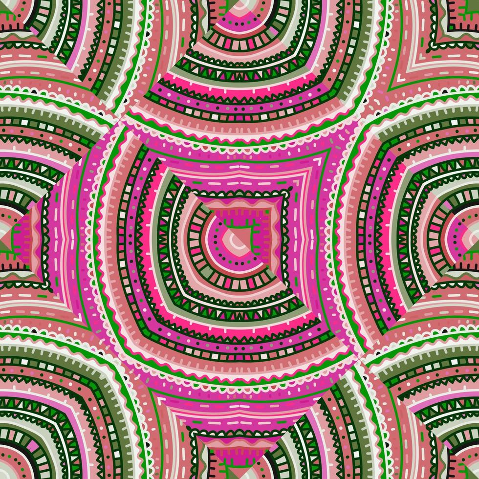 Creative hand drawn ornament in folk style. Tribal lines mosaic seamless pattern. Abstract geometric ethnic tile. vector