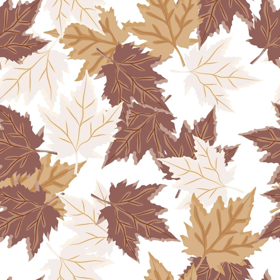 Abstract oak leaves seamless pattern. Maple foliage backdrop. vector