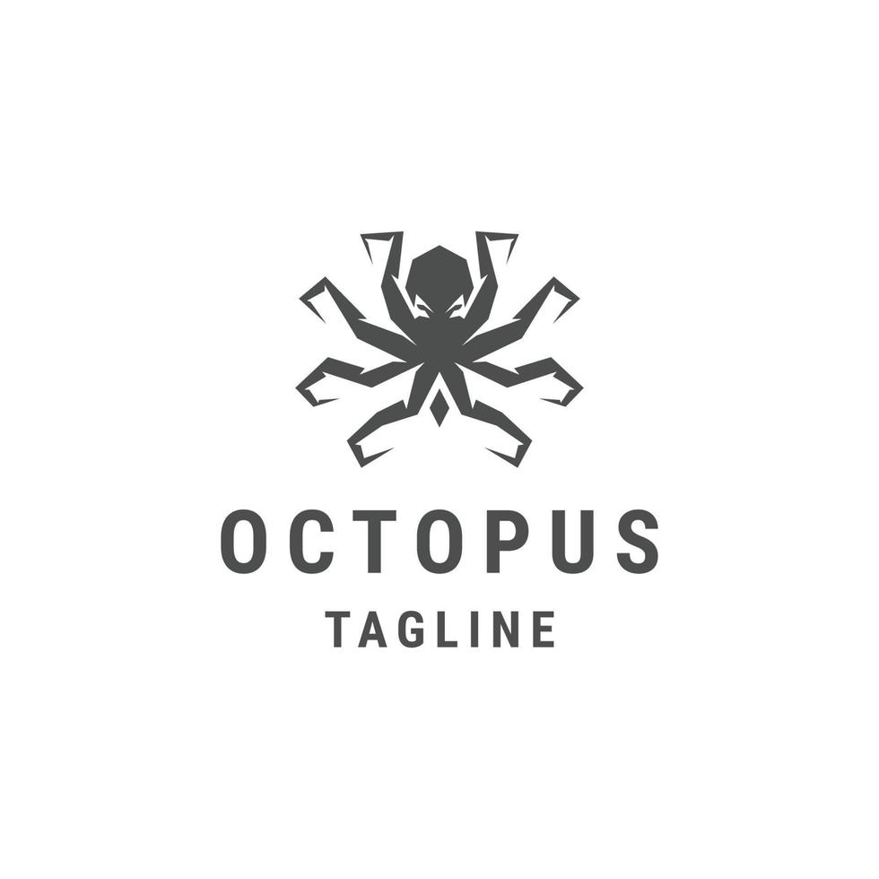 Ilustración de vector plano de plantilla de diseño de logotipo de pulpo