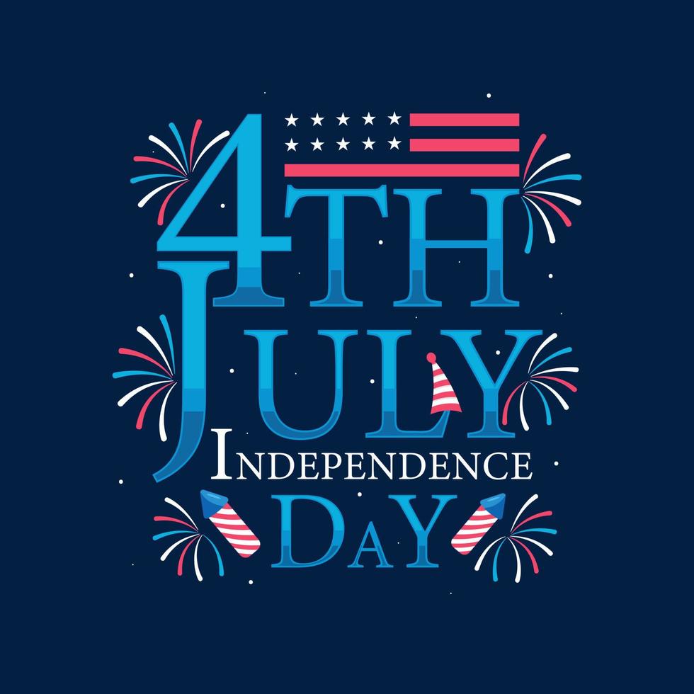 4th July Independence day, Happy Independence day lettering Free Vector