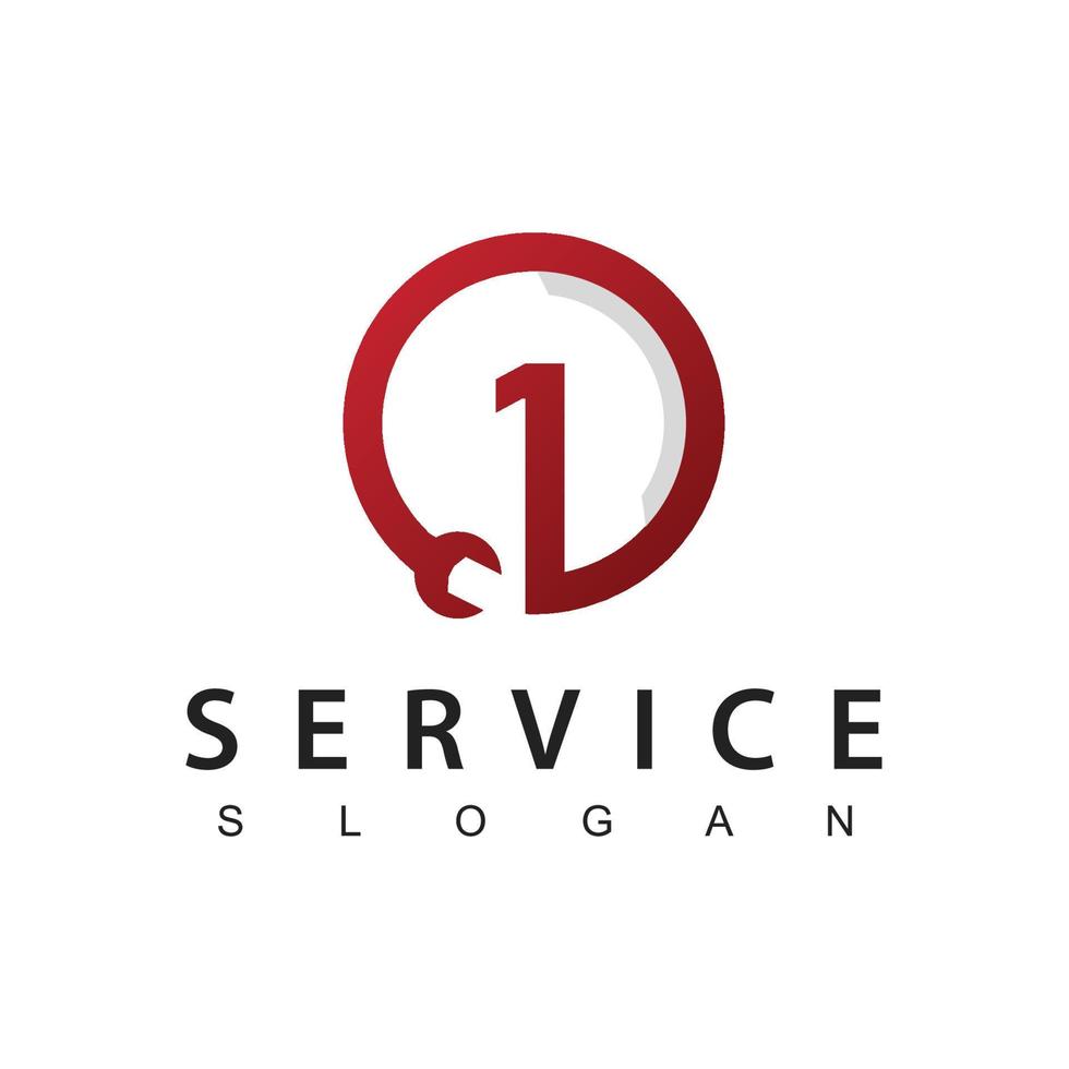 Number One Service And Repair Logo, Auto Care Symbol vector